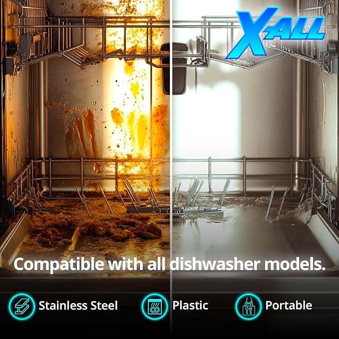 X-ALL Dishwasher Cleaner Tablets – Deep Cleaning Limescale & Mineral Buildup Remover – Helps Reduce Residue, Grease & Hard Water Deposits – Compatible with All Dishwashers