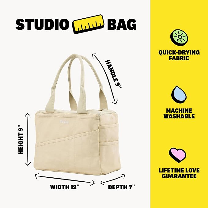 Soolla Studio Bag: Art Supply Storage Organizer & Pottery Tool Bag, Washable Tote, Yarn Bag, Crochet, 30 Pockets, 15+ Colors
