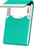 Padike Professional Business Card Holder PU Leather Business Card Case Name Card Holder Slim Metal Pocket Card Holder with Magnetic Shut (Y-Lake blue)