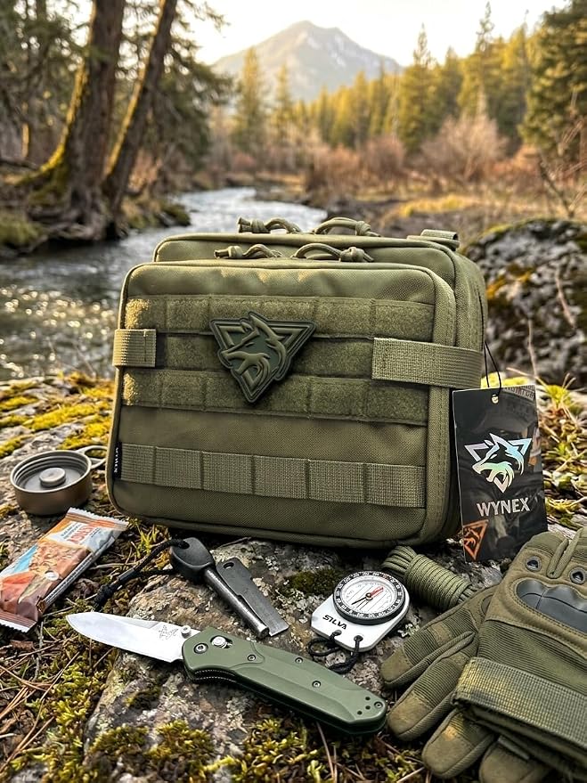 WYNEX Tactical Large Admin Molle Pouch of Double Layer Design EDC Organizer | Molle EDC EMT Utility Pouches with Map Sleeve Modular Tool Bag Large Capacity Flag Patch Included