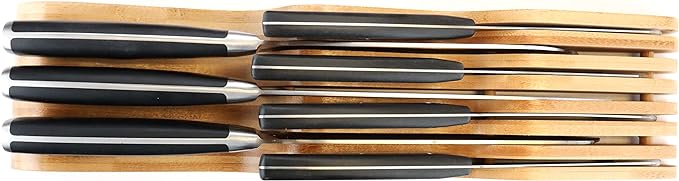 ROYALHOUSE Bamboo Knife Block Holder, In-Drawer Knife Drawer Organizer,Knife Block without Knives, Fit for 7 Knives, Perfect for Home and Chefs, Gift for Any Occasion and Housewarming