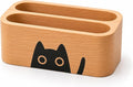 Business Card Holders 2 tier 2 Slot, Natural Wooden Name Card Holder Wood Business Card Holder Office Desktop Card Display Stands Cat Pattern Cute