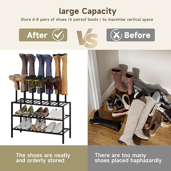 Detachable Boot Rack For Tall Boots Organizer,Outdoor Shoe Rack Storage | 3-Tier Multiuse Shoe Rack For Tall Boots,Closet Organizers And Entryway Storage,Suitable For All Seasons