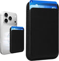 Magnetic Wallet Phone Card Holder for Phone Case with Mag-Safe, Stronger Magnetic RFID Leather Phone Wallet Stick on Series of iPhone 17/16/15/14/13/12 and Pro/Promax, Classic Black