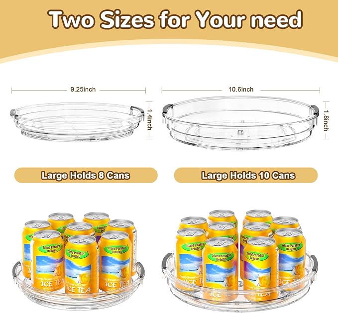 Lazy Susan 2 Pack, 9 Inch Clear Turntable for Kitchen Cabinet, Rotating Spice Rack, Pantry Organizer and Storage, Bathroom Countertop Organizing for Makeup Vanity