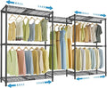 VIPEK X3 Basic Expandable Closet System, Heavy Duty Freestanding Open Wardrobe with Long Hanging Area, 5 Hanging Rods & 6 Adjustable Shelves, Fits 5.10 to 8.8 FT, Black