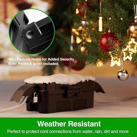 Flemoon IP55 Small Outdoor Electrical Box Waterproof (Inner 5.9 x 3.2 x 1.8inch), Extension Cord Cover with Detachable Awning Covers for Plug, Outlet, Holiday Lights, Black