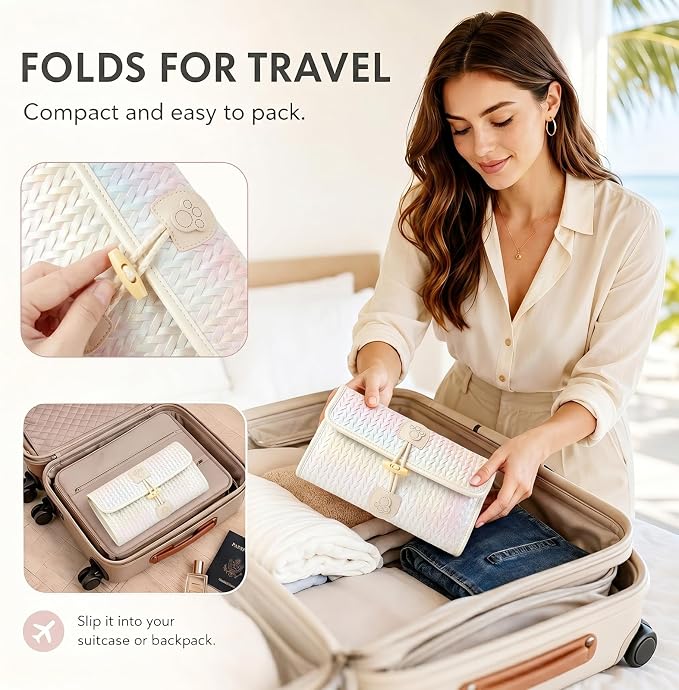 32-Pocket Hanging Jewelry Organizer and Foldable Travel Roll | Clear Zippered Pockets, Necklace Clasps, Swivel Hook and Carry Buckle Keep Pieces Visible and Tangle-Free, White