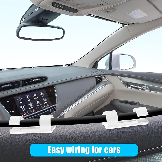 XHF 35pcs Large Self Adhesive Cable Clips White,Wire Clips Cable Management Wire Organizer Cord Holder for Under Desk, Car, Wall, TV PC Ethernet Cable
