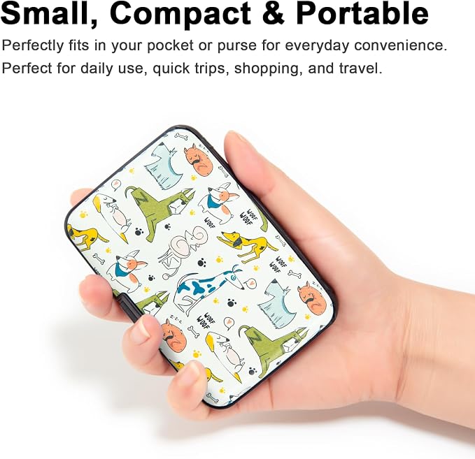 Credit Card Holder for Women Men RFID Blocking Wallet Small Business Metal Slim Mini Aluminum Hard Case (Hand Drawn Dogs)