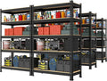 PrimeZone Storage Shelves 6 Pack 5 Tier Adjustable Garage Storage Shelving, Heavy Duty Metal Storage Utility Rack Organizer Shelf Unit for Warehouse Pantry Closet Kitchen Basement, Black