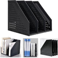 Marte Vanci Collapsible 3 Compartment Magazine Holder Desktop Organiser Adjustable Sturdy File Dividers Document Cabinet Rack Display (Black)