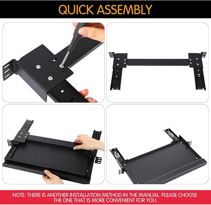 AceOrbit 1U Keyboard Tray 8" Deep, Universal 19" Rack Mount Sliding Shelf Tray 8" Deep for Network Equipment Server Rack or Cabinet