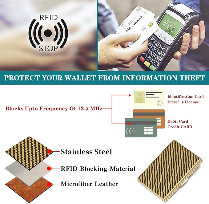 RFID Stainless Steel Credit Card Wallet Slim Metal Business Card Holder for Women Men