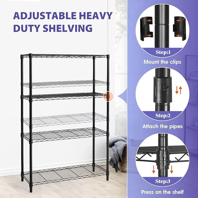 Meet perfect 4-Tier Heavy Duty Wire Shelving Unit, 1000 lbs Total Capacity Metal Storage Shelves, Adjustable Organizer Rack for Garage, Kitchen, Pantry, Laundry Room, 35.5" W x 14" D x 54" H