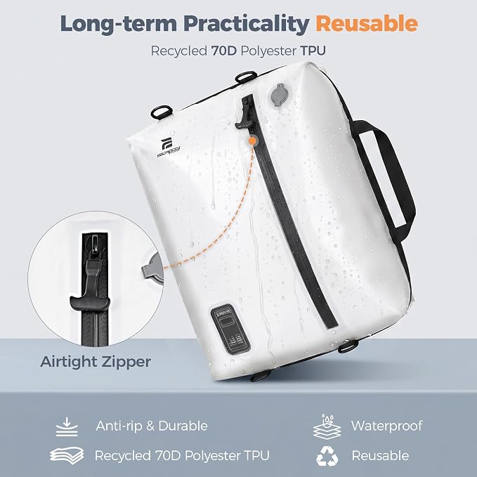 Travel Vacuum Bags with Built-in Pump, White | Reusable Vacuum Seal Bags for Clothing,Luggage,Packing Compression Storage Bags for Carry-On,Suitcase&Backpack