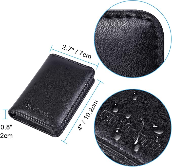 Wisdompro Business Card Holder, 2-Sided Folio Name Card Case | PU Leather Credit Card Holder Wallet with Magnetic Shut, Ultra Slim and Thin, for Business Cards & ID Cards, Men and Women