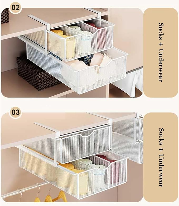 Pull Out Cabinet Storage Basket,Stackable Detachable Baskets Closet Organiser,Easy Pull Out Drawer Dividers for Closet,for Kitchen Office Wardrobes Cupboard Storage(Black,29x31x19cm)