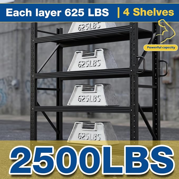 Heavy Duty Garage Shelving Unit with Wheels,Adjustable Rolling Storage Rack | 2500LBS Capacity, Solid Shelves, Adjustable Height, Lockable 360° Wheels, Anti-rust Finish, for Garage Warehouse Industrial