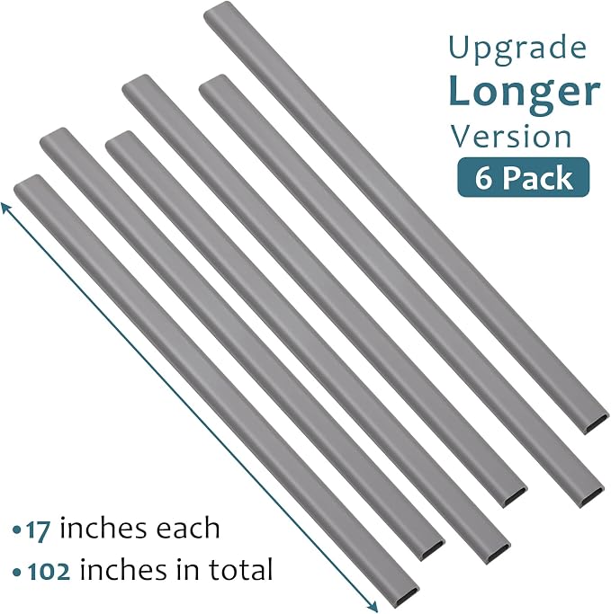 ZhiYo 102in Cord Covers for Wires on Wall, Cable Hider for 1-2 Cords, Self-Adhesive TV Cord Hider for Wall Mounted tv, Wire Cover Concealer, Grey Cable Management Raceway, 6X L17in W0.7in H0.4in