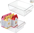 iDesign Fridge Storage Bin with Handle, Set of 2, Clear | Fridge Tray, For Cheeses and Snacks