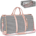 Ytonet Carry On Garment Bag, Large Hanging Duffle Bag for Women, PU Leather Waterproof Bags Travel with Shoe Pouch - 2 in 1 Suitcase Suit Bags, Black and White Stripe