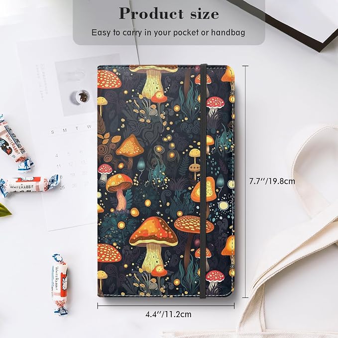 Floral Business Card Book Holder Organizer for Women, 240 Card Capacity, Stylish Name Card and Credit Card Holder for Professionals (Mushrooms)