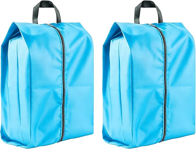 2 Pack Shoe Bags, Reusable Waterproof Shoe Bag for Travel, Gym, Sneaker Storage, Packing in Suitcase (2, Blue)