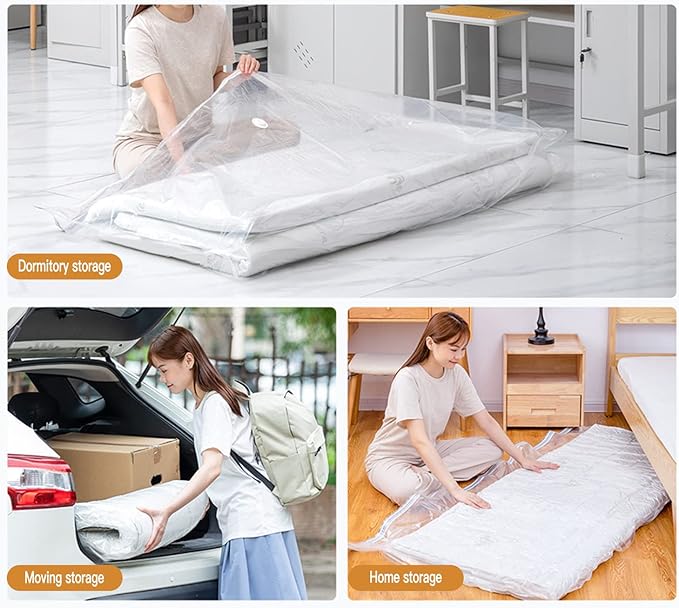 2pcs Mattress Vacuum Bag 94.5x47.2inch Space Saver Vacuum Storage bags,Oversized Vacuum bag Twin Mattress Vacuum Bag King Mattress Vacuum Sealer Bag for Memory Foam Mattress Moving Shipping Storage