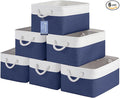 Large Storage Baskets- 15.7x11.8x8.26 inch Storage Bins for Shelves and Closet Organizing, Foldable Fabric Bin for Home Organization Clothes and Laundry (6-Pack, White&Blue)