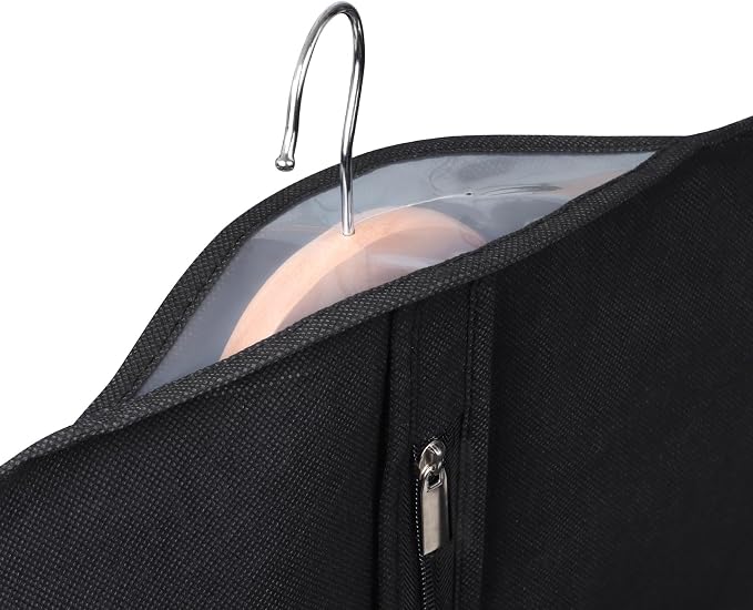 Univivi Hanging Garment Bags Suit Cover for Storage, 40 Inch, 5 Pack, Black | Breathable Suit Bag, Dustproof Hanging Clothing Bag, Clear Window and ID Card Holder for Suits, Jackets, Skirts