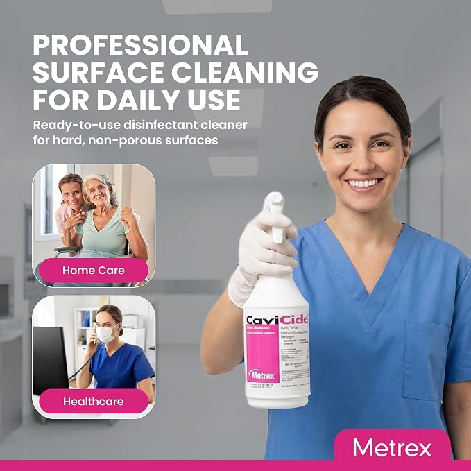 Metrex CaviCide Germicidal Surface Disinfectant Spray – EPA-Registered Quaternary Ammonium Cleaner – Kills Flu Virus, Bacteria & Fungi – Hospital-Grade for Medical, Dental & Salon – 24 fl oz, 1 Count
