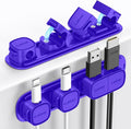 6 Pack Magnetic Cable Clips [1s Open/Lock], Cord Organizer Holder | Strong Adhesive Desk Cable Management- Organize Charging Cords Neatly for Home, Office, Car,Desk, Nightstand-Dark Blue