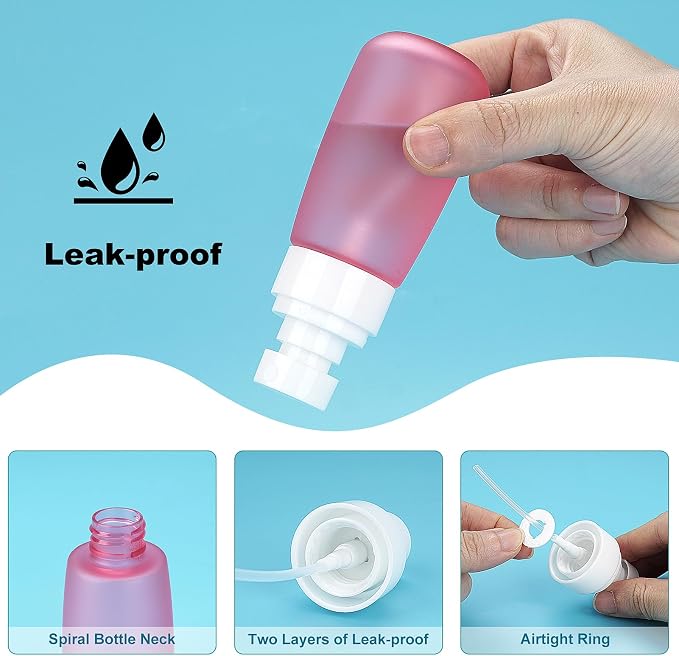 Fine Mist Travel Spray Bottles, 3-Pack，2.5oz/75ml | Twist Caps, Seal Rings, Textured Grip, Refillable, TSA-Compliant
