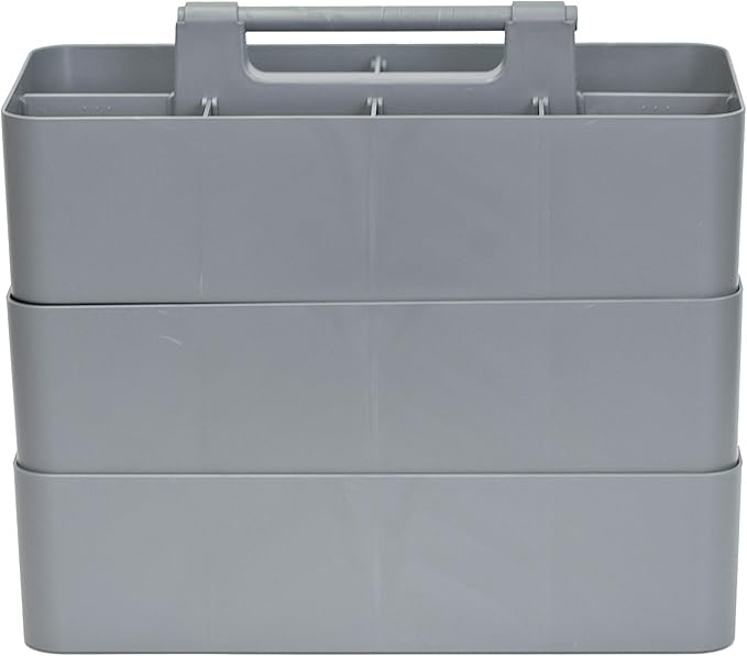 -Large Portable Caddy, DIY Dividers, 8 Compartments, School Office Supplies Home Business Organizer,Portable Basket with Handle Storage Made in USA (3 PACK, Orion Gray)
