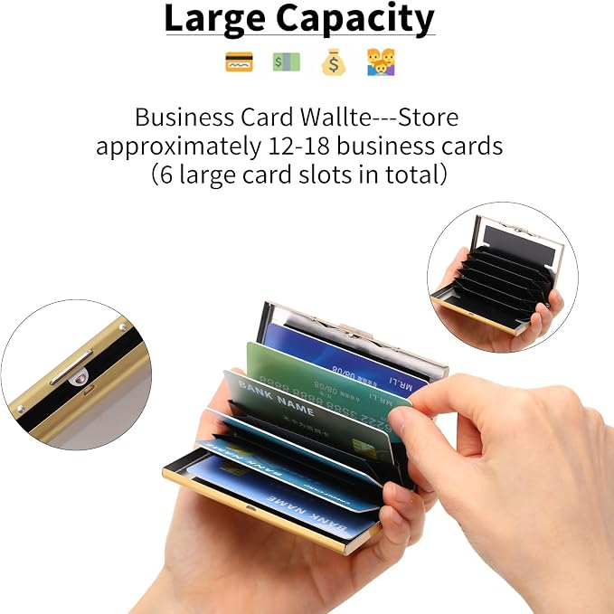 Stainless Steel Credit Card Wallet RFID Blocking Metal Case Pocket Business Card Holder for Women and Men