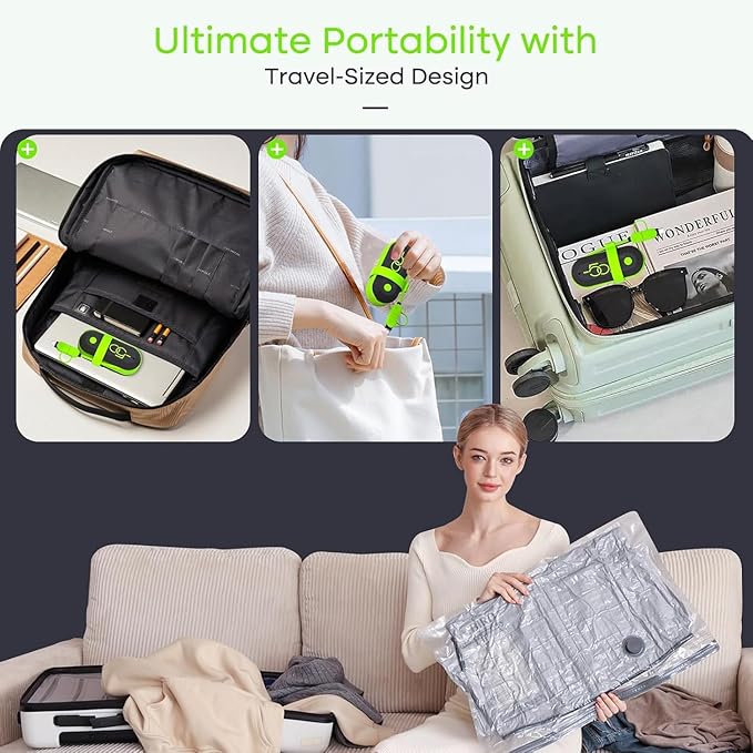 Vacbird Vacuum Bags for Travel with USB Pump, 17 Pack Compression Travel Vacuum Bags for Luggage and Suitcase, Carry-on Size Space Saver Bags for Clothes and Clothing