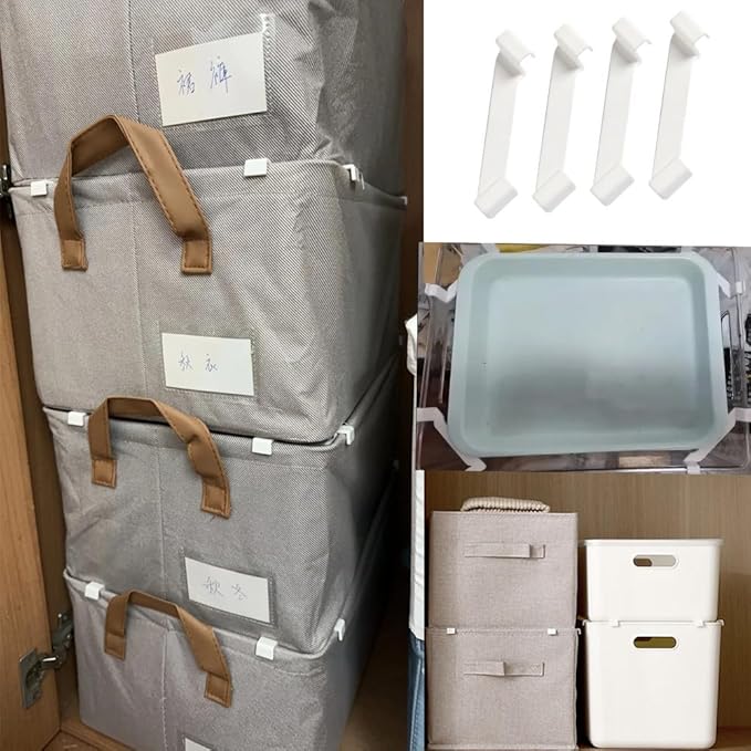 20 Pack Storage Bins Stackable Clip Stacking Buckle Stand Space Saving Support for Stackable Plastic Storage Bins Pantry Organizer Cabinet Storage Container Baskets Maximum Home Organization