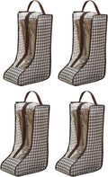 4-Pack Tall Boot Storage Bag Organizer for Closet and Travel, Portable Dustproof Bags for Cowboy, Equestrian Riding & Wide-Calf Boots, Clear Window Shoe Protector for Checked Luggage Packing, 18.9"