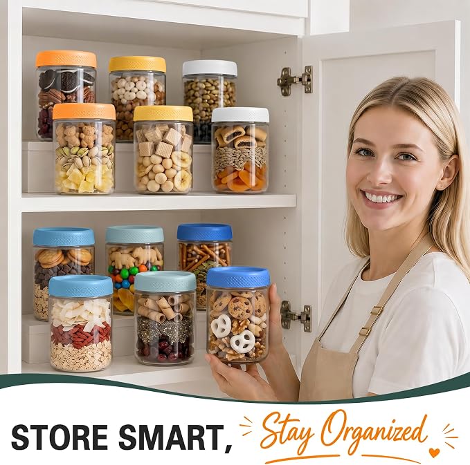 Overnight Oats Containers with Lids, Jars for Overnight Oats, Mason jar | Reusable Glass Jars, Parfait Cups with Lid for Yogurt, Chia, Pudding, Snack, Food, Spice, Breakfast, Salad, Sugar, Dressing