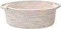 JMvicyroam Woven Basket,Small Rope Storage Bin with Handles & Ribbon Bag, Organizer for Shelves Closets,Gift Basket Empty for Birthday,Books,Dog Toys, Colorful