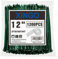 XINGO 12 Inch Garden Green Zip Ties 1200 PCS, 75 LBS Ultra Strong Tensile Strength, UV Resistant Cable Ties, Self-locking Plastic Ties for Indoor and Outdoor Use