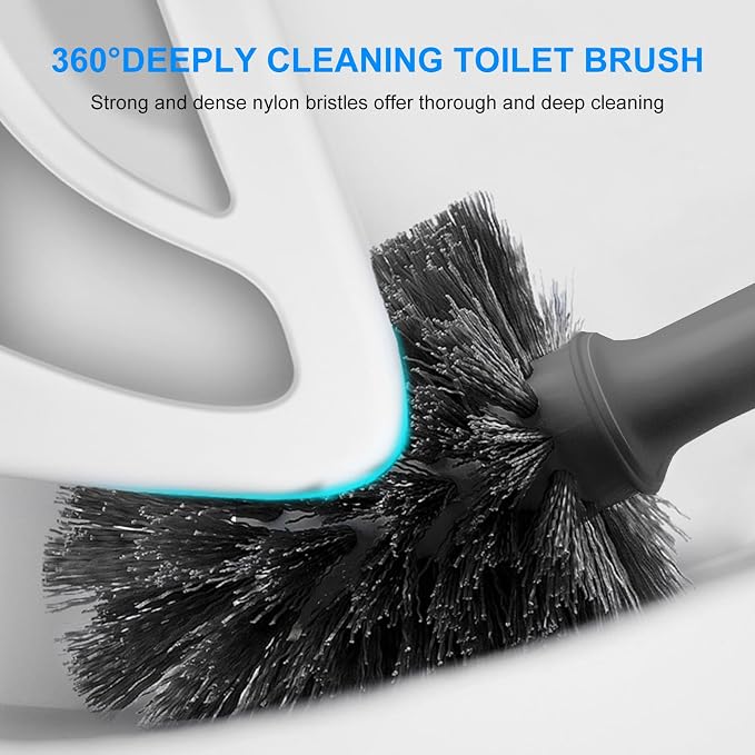 SetSail Toilet Brush and Plunger Set, 2 Packs Toilet Plungers for Bathroom Heavy Duty Toilet Bowl Brush and Holder Hidden Toilet Plunger and Brush Set for Deeply Cleaning - Gray