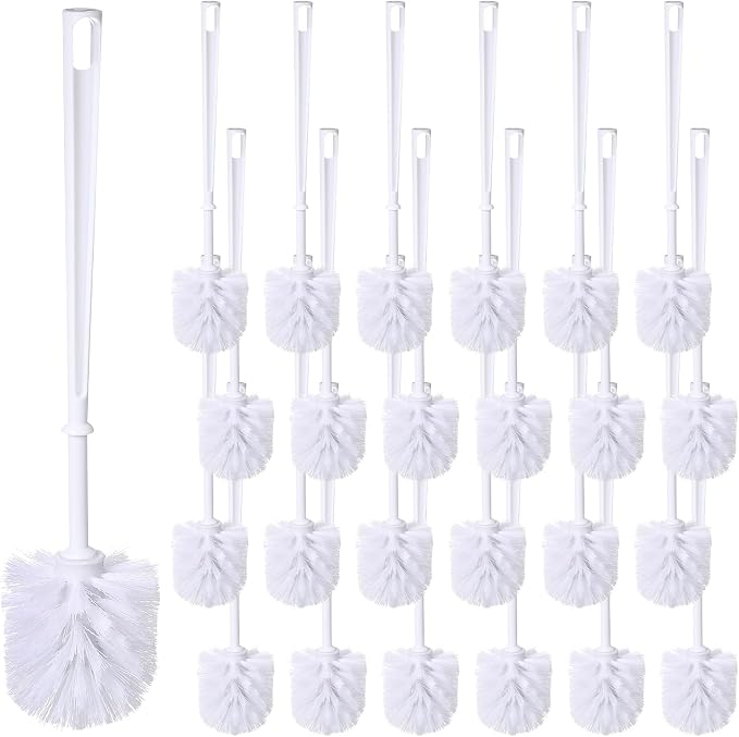 Mimorou 1 Pcs White Toilet Bowl Brush, Soft Bristle Bathroom Scrubber with Long Plastic Handle, Cleaning Brushes for Household, Commercial & Hospitality