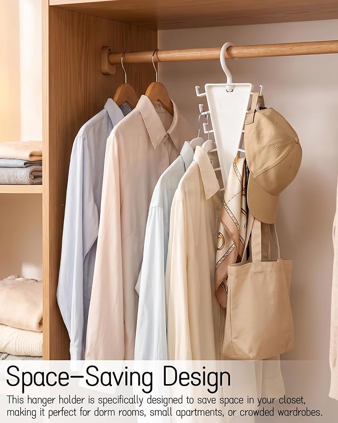 2-Pack V Double-Sided Closet Organizer Hanger with 12 Hooks | 12 Hooks Multi-Layer Vertical Storage Rack | 360° Rotatable Space Saving Hanger Holder for Dorm Rooms and Wardrobe Storage