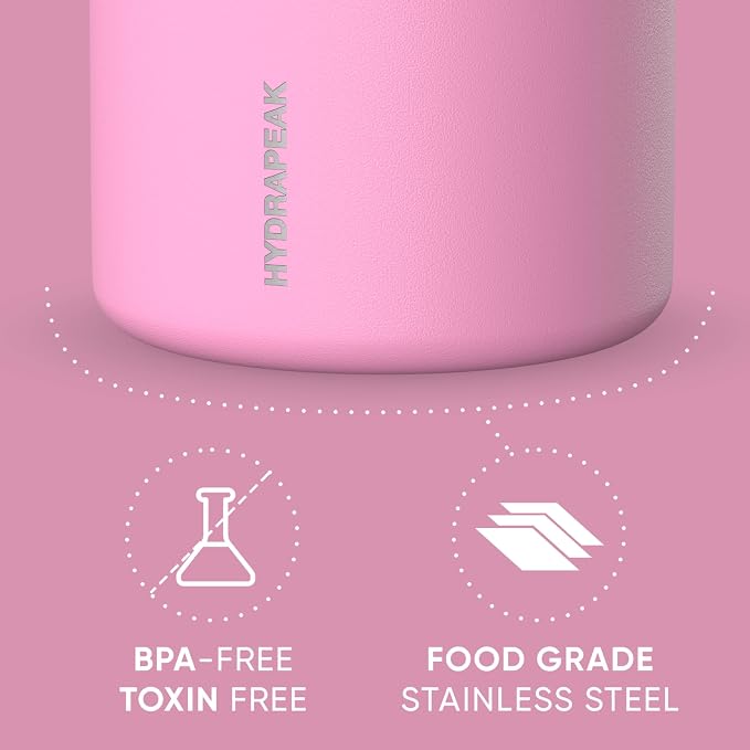 Hydrapeak 25oz Stainless Steel Vacuum Insulated Food Jar | Jar for Hot Food and Cold Food, Wide Mouth Leak-Proof Soup Jar for Adults, 10 Hours Hot and 16 Hours Cold (Bubblegum)