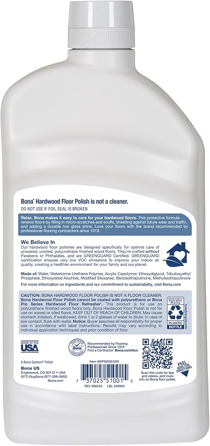 Bona Hardwood Floor Polish - 32 fl oz - Low Gloss Shine