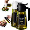 CXINYI - 16oz/470ml Olive Oil Dispenser for Kitchen with Stickers - 2 in 1 Olive Oil Sprayer for Cooking, Air Fryer, and Salad, Black&White (Light-Proof Kitchen Gadget)