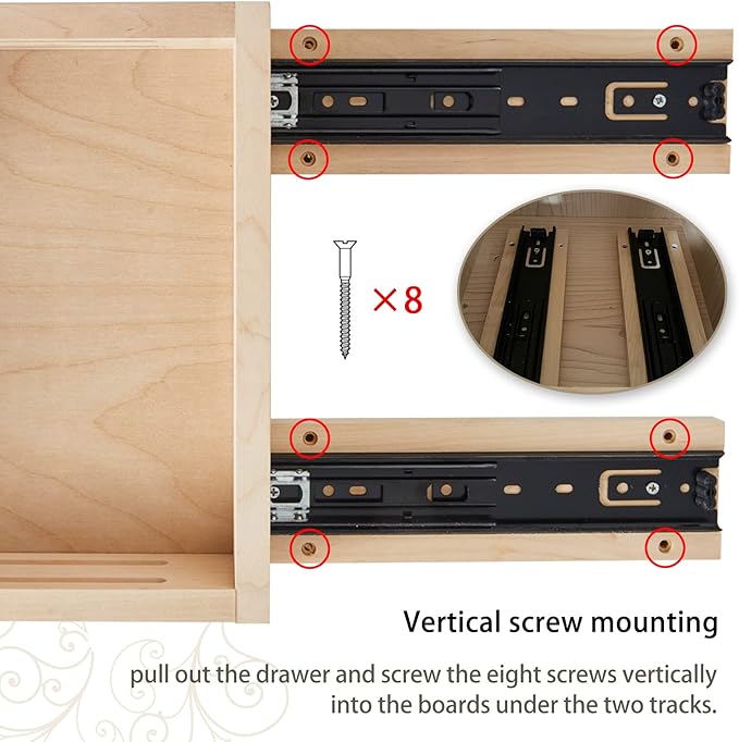 Fully Assembled Drawer Wood Pull Out Tray Drawer Box Kitchen Cabinet Organizer, Cabinet Slide Out Shelve, Wooden Pull-Out Shelf (9" W×10" D×3" H)