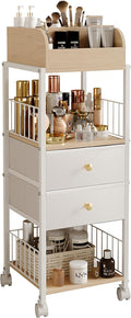 Floor Makeup Organizer Storage Cart Rolling Makeup Cart with Drawers | Make Up Organizers and Storage for Skincare Cosmetics Display Cases Holder for Skin Care Nail Polish Perfume Makeup Brush